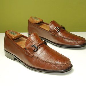 Florsheim Leather Sarasota Bit Croc Slip On Loafers with shoe trees
